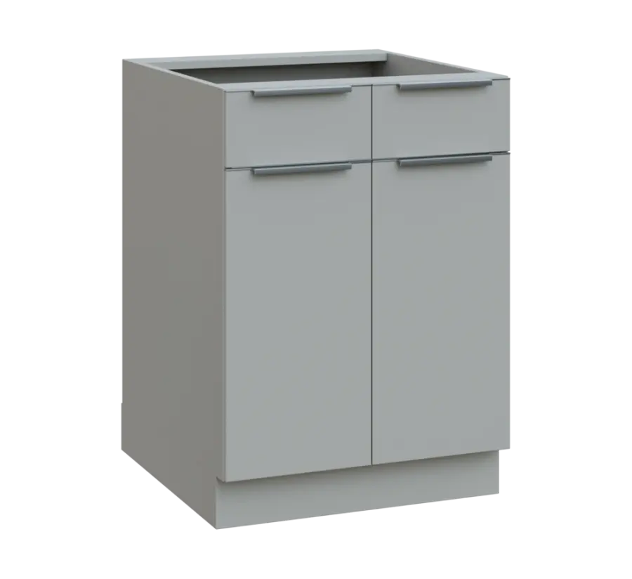 SIS - 6DZ2 spodní skříňka, 2-dveřová, 2-zásuvková, 870x600x600, šedá